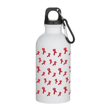 Red Ribbon water bottle - 400 ML matte recycled stainless steel with carabiner